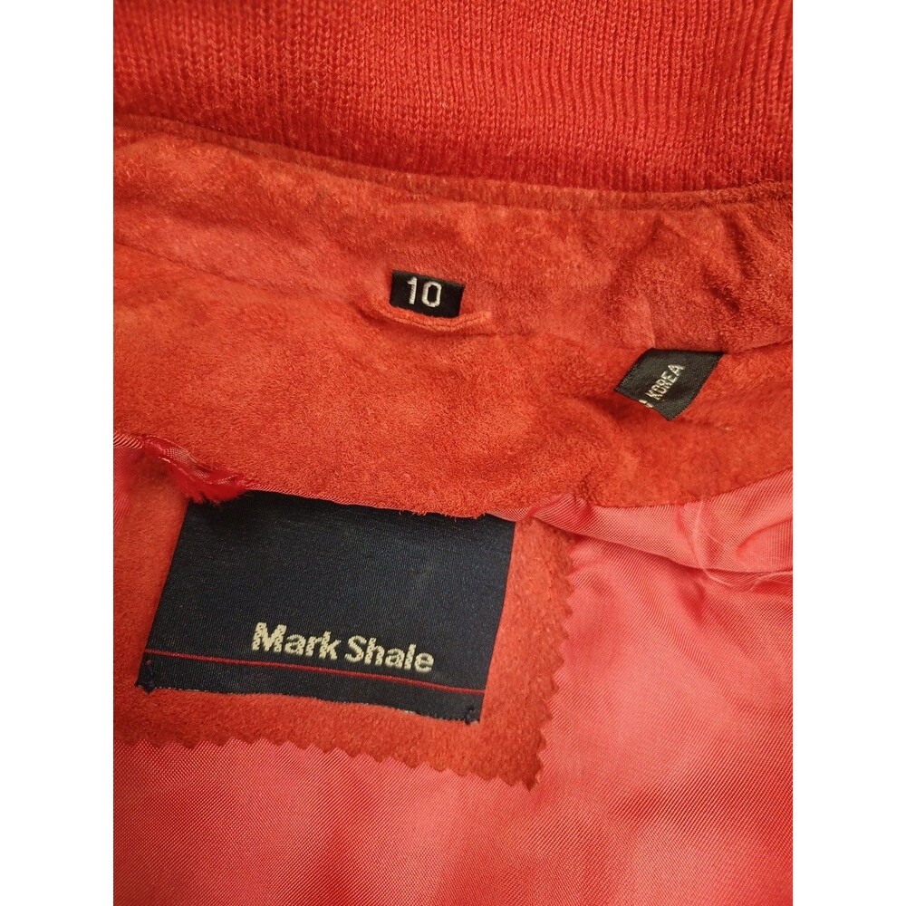 Vintage MARK SHALE Genuine Suede Leather Jacket Red Full Zip Sz 10 - Picture 7 of 7